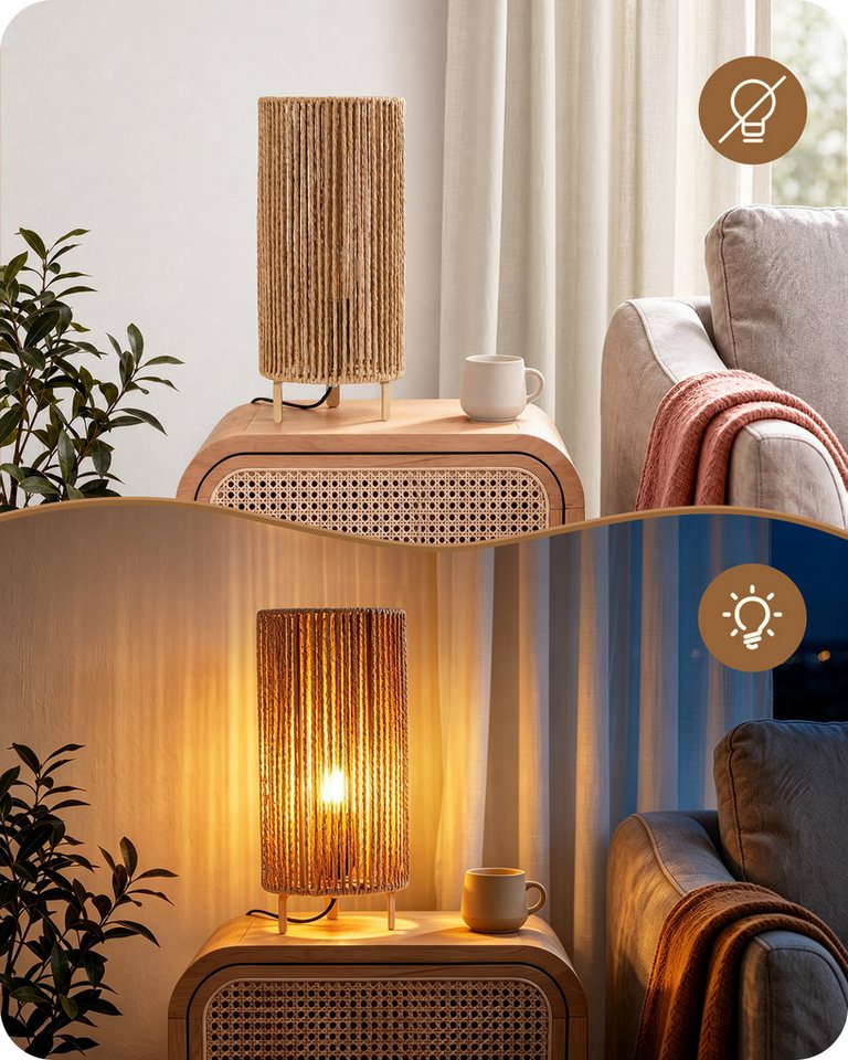 EDISHINE LED Nachttischlampe EDISHINE Nachttischlampen 2er-Set, inkl. 4W LED Leuchtmittel, LED wechselbar, Tageslichtweiß, Moderne Tischlampe mit Metallgestell, E27 Fassung, 2700K Warmweiß Bild 3