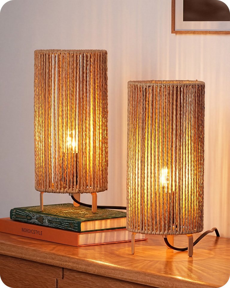 EDISHINE LED Nachttischlampe EDISHINE Nachttischlampen 2er-Set, inkl. 4W LED Leuchtmittel, LED wechselbar, Tageslichtweiß, Moderne Tischlampe mit Metallgestell, E27 Fassung, 2700K Warmweiß Bild 4