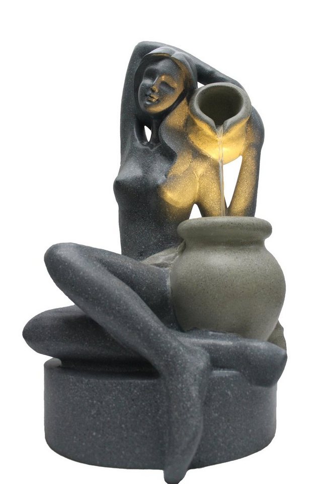 Arnusa Gartenbrunnen Springbrunnen 60 cm BK861 mit LED Beleuchtung Zimmerbrunnen, für den Innen- und Außenbereich Wasserspiel Bild 2