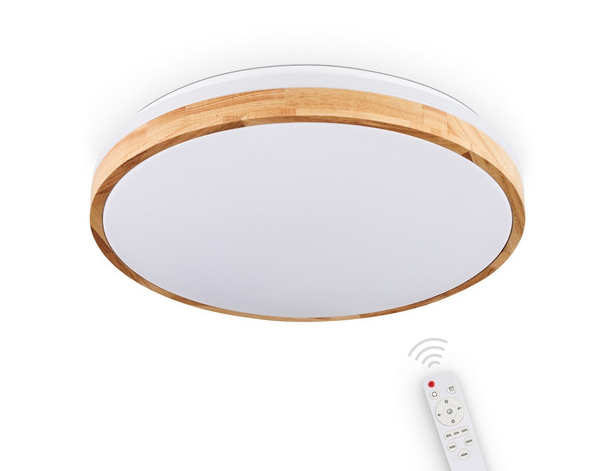 hofstein Deckenleuchte dimmbare Deckenlampe aus Metall/Bambus/Kunststoff in Weiß/Natur, LED fest integriert, 3000 - 6000 Kelvin, Leuchte Boho-Design, 4100 Lumen, 3000-6000 Kelvin, LED Fernbedienung Bild 5