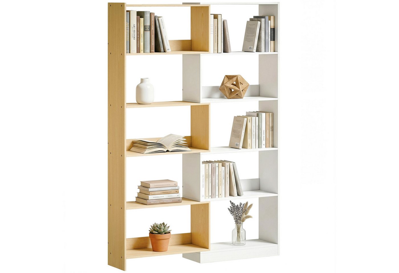 MC Star Bücherregal Drehbares Eckregal (350) mit 5 Ablagen, ausziehbares, L-förmiges Regal, 60–111 x 24 x 164 cm, Eiche