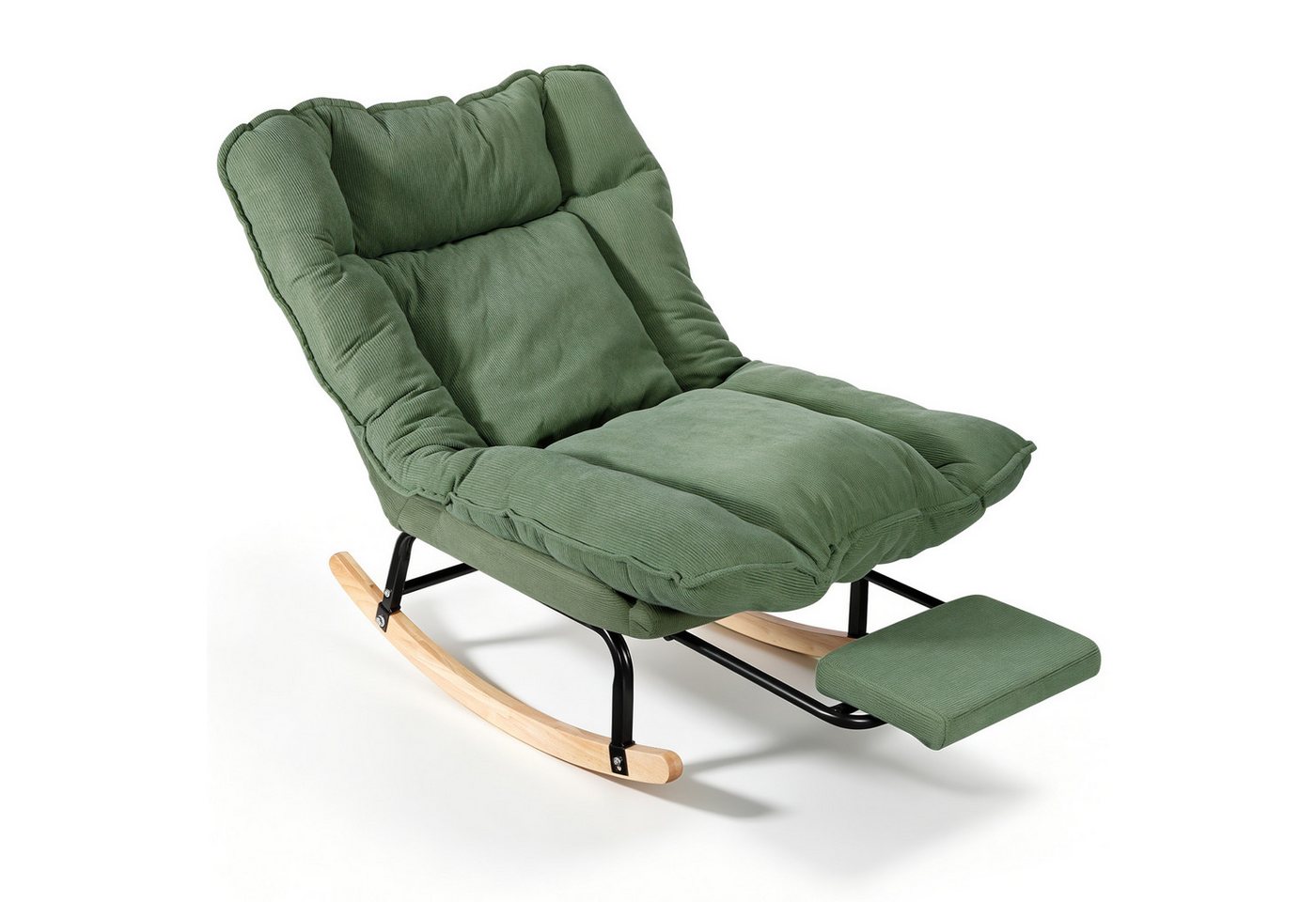BlingBin Schaukelstuhl Schaukelsessel mit Fußstütze, Relaxsessel verstellbar in 3 Positionen (1er Set, Maximale Belastbarkeit: 120 kg, Gesamtmaße: 116 x 77 x 84 cm, 1 St), Schaukelstühle mit Breite Rückenlehne für Balkon, Wohnzimmer Bild 4