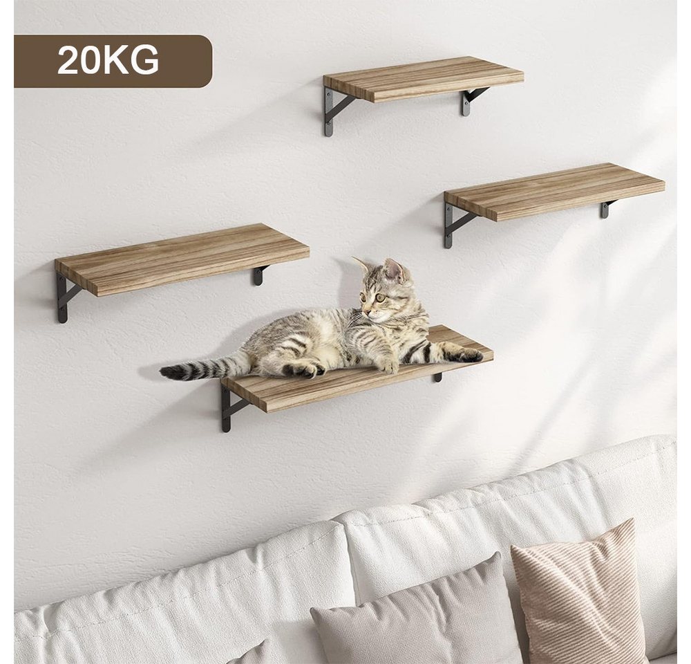 AFKSMILE Wandregal Wandregal Holz und Metall,4er-Set Schweberegale,Holzfarbton Wand Regal, 4-tlg., Dekoregal zur Wandmontage für Wohnzimmer, Küche, Schlafzimmer und Büro Bild 4