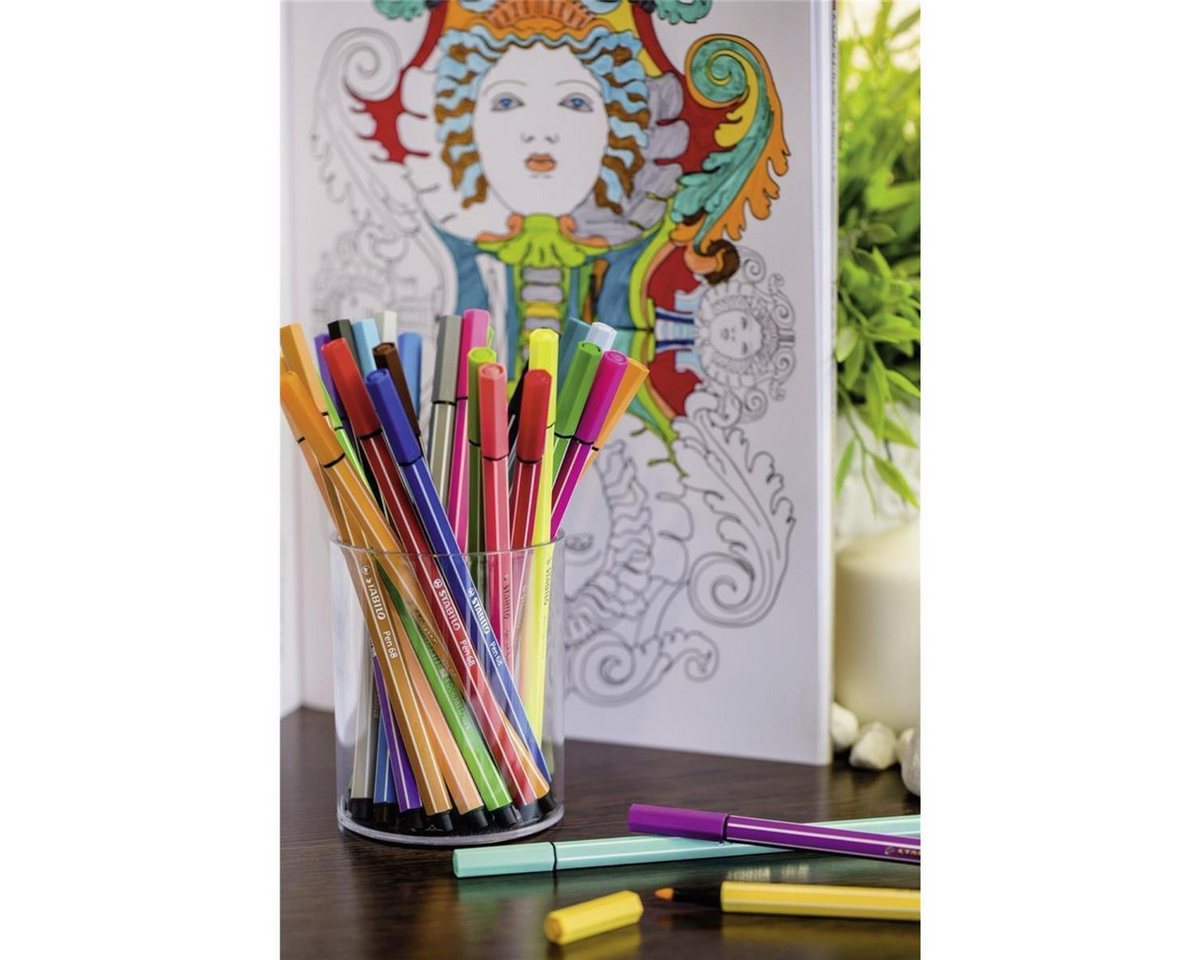 STABILO Filzstift STABILO Pen 68 Filzstift - 1 mm - 20er Zebrui-Etui türkis + weiß