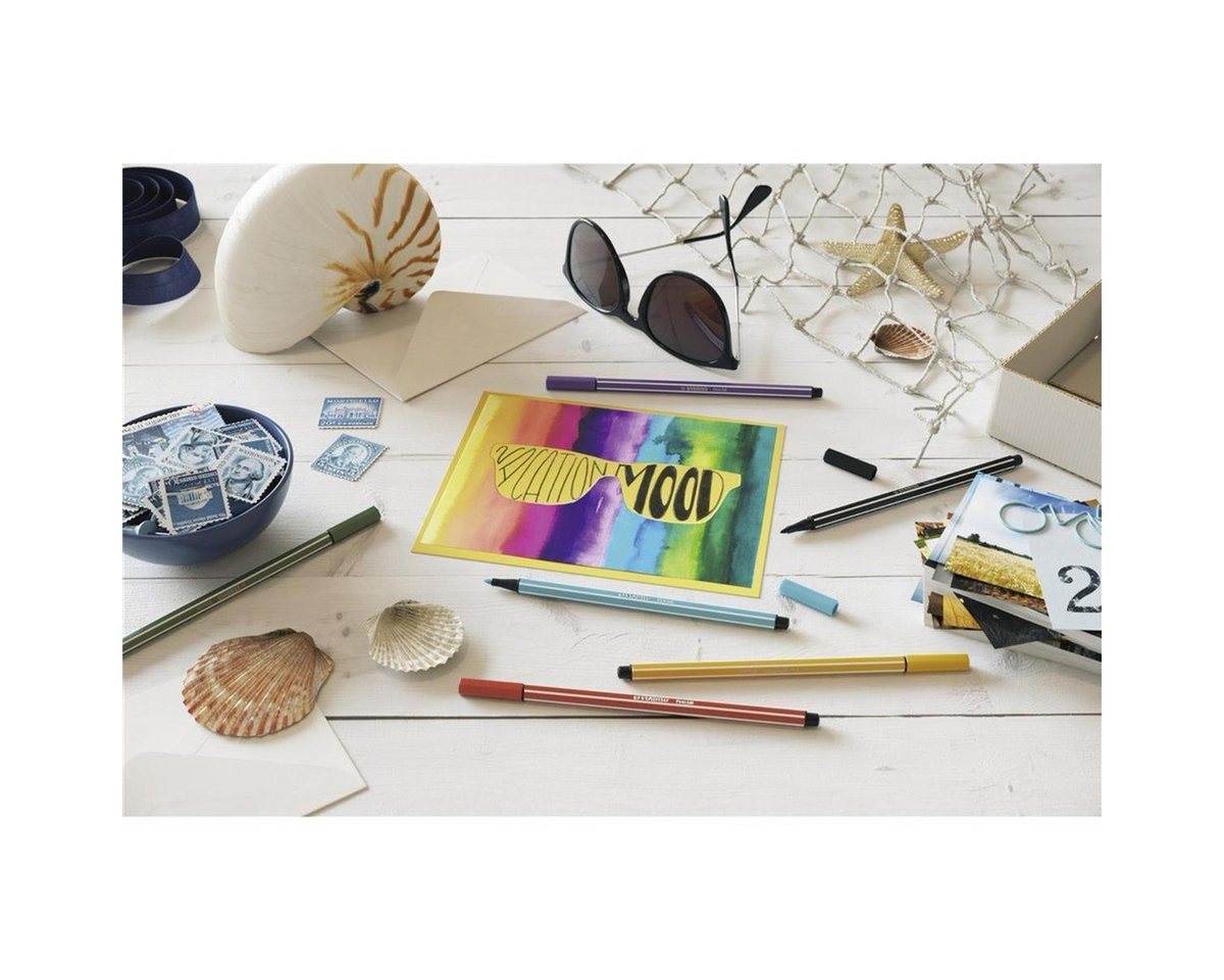 STABILO Filzstift STABILO Pen 68 Filzstift - 1 mm - 20er Zebrui-Etui türkis + weiß Bild 5