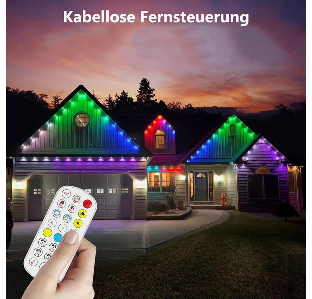 LMaxhome LED Stripe 15/30M RGB Permanente Außenbeleuchtung Smart Lichterkette Wasserdicht, Musik Sync, APP Bluetooth Fernbedienung Dimmbar Party Weihnachten Deko Bild 3