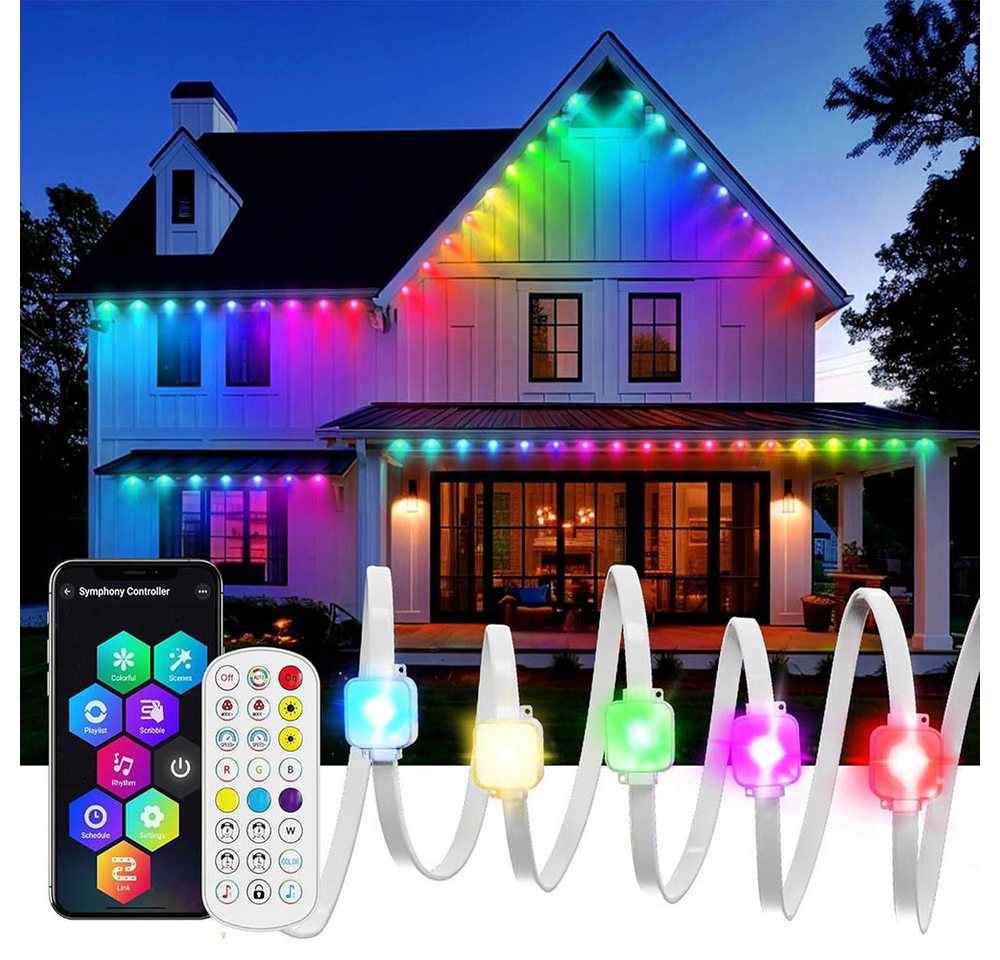 LMaxhome LED Stripe 15/30M RGB Permanente Außenbeleuchtung Smart Lichterkette Wasserdicht, Musik Sync, APP Bluetooth Fernbedienung Dimmbar Party Weihnachten Deko Bild 5