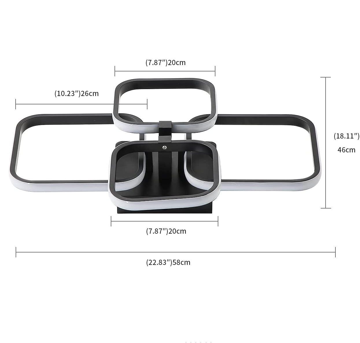 Riserva Deckenleuchte LED Deckenleuchte Schwarz 45W 6500K Wohnzimmer Küche, LED wechselbar