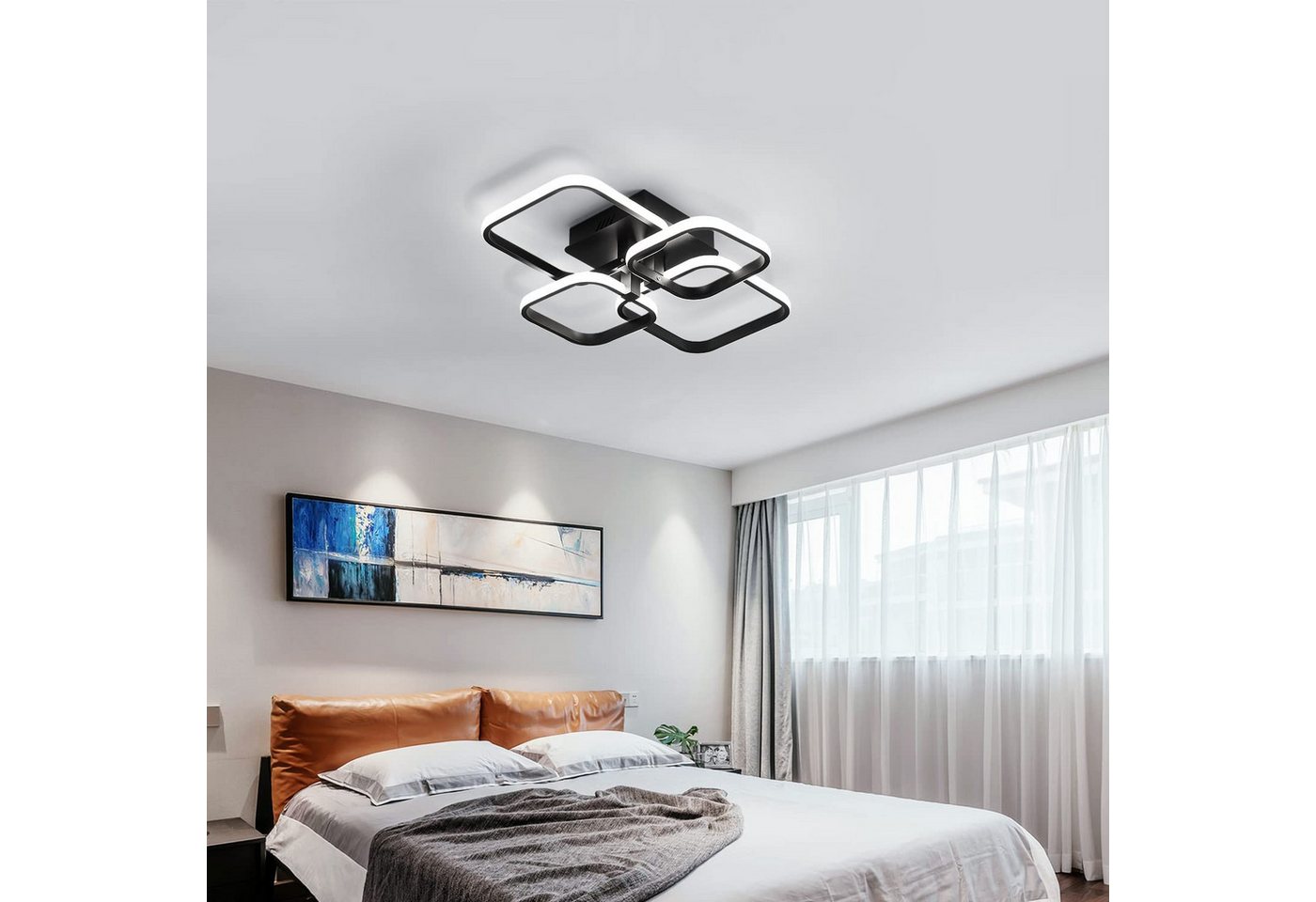 Riserva Deckenleuchte LED Deckenleuchte Schwarz 45W 6500K Wohnzimmer Küche, LED wechselbar Bild 2