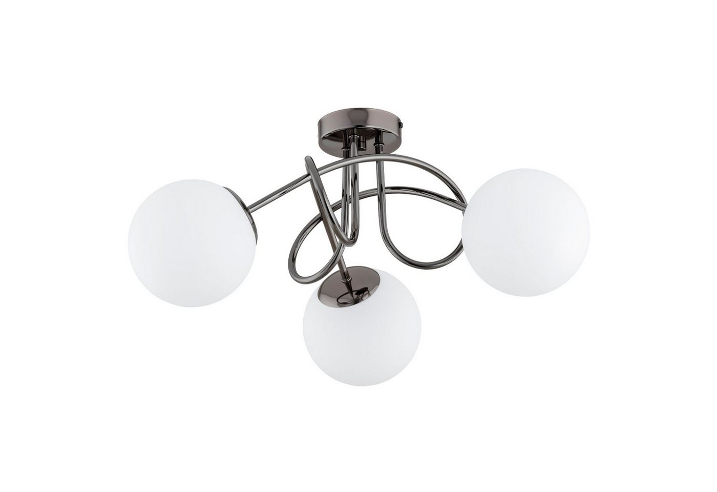 Licht-Erlebnisse Deckenleuchte BRIONI, ohne Leuchtmittel, Glas Metall E14 B: 50 cm Schwarz-Chrom Weiß 3-flammig Kugel Schirm