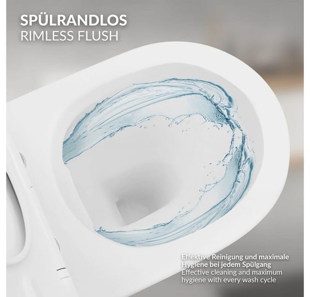 LuxeBath Spülrandlos Hänge WC Nano Beschichtung Weiß Matt WC-Sitz