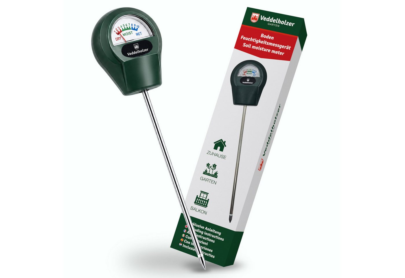 Veddelholzer Feuchtigkeitsmesser Boden-Feuchtigkeitsmessgerät Pflanzen Hygrometer Feuchtigkeitsmesser, (1-St., mit Edelstahl-Sonde und gehärteter Kupferspitze), für Zimmerpflanzen, Garten, Beete, Balkon und Terrasse Bild 3