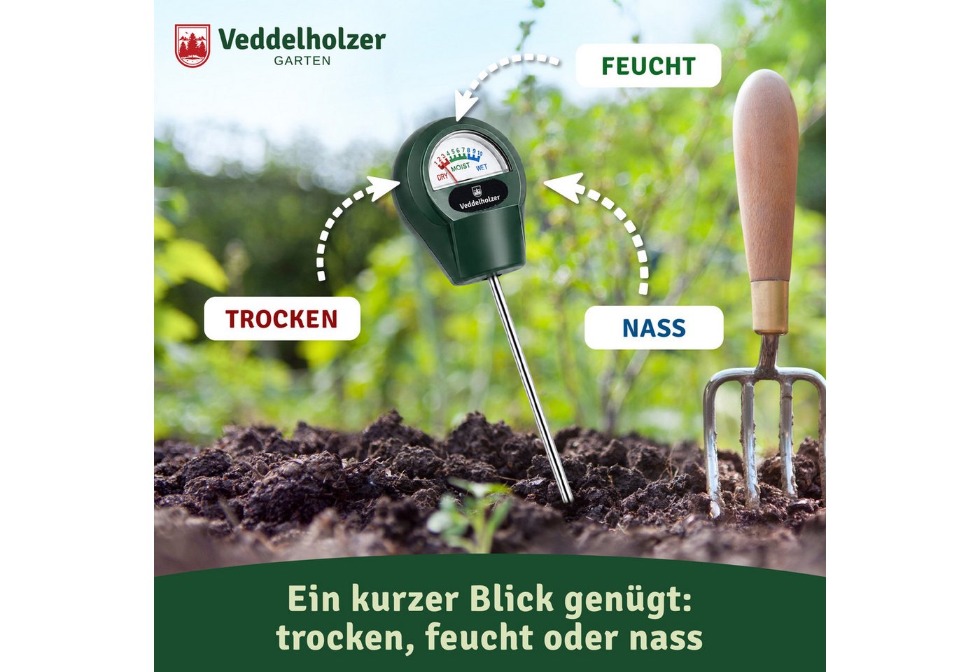Veddelholzer Feuchtigkeitsmesser Boden-Feuchtigkeitsmessgerät Pflanzen Hygrometer Feuchtigkeitsmesser, (1-St., mit Edelstahl-Sonde und gehärteter Kupferspitze), für Zimmerpflanzen, Garten, Beete, Balkon und Terrasse Bild 5