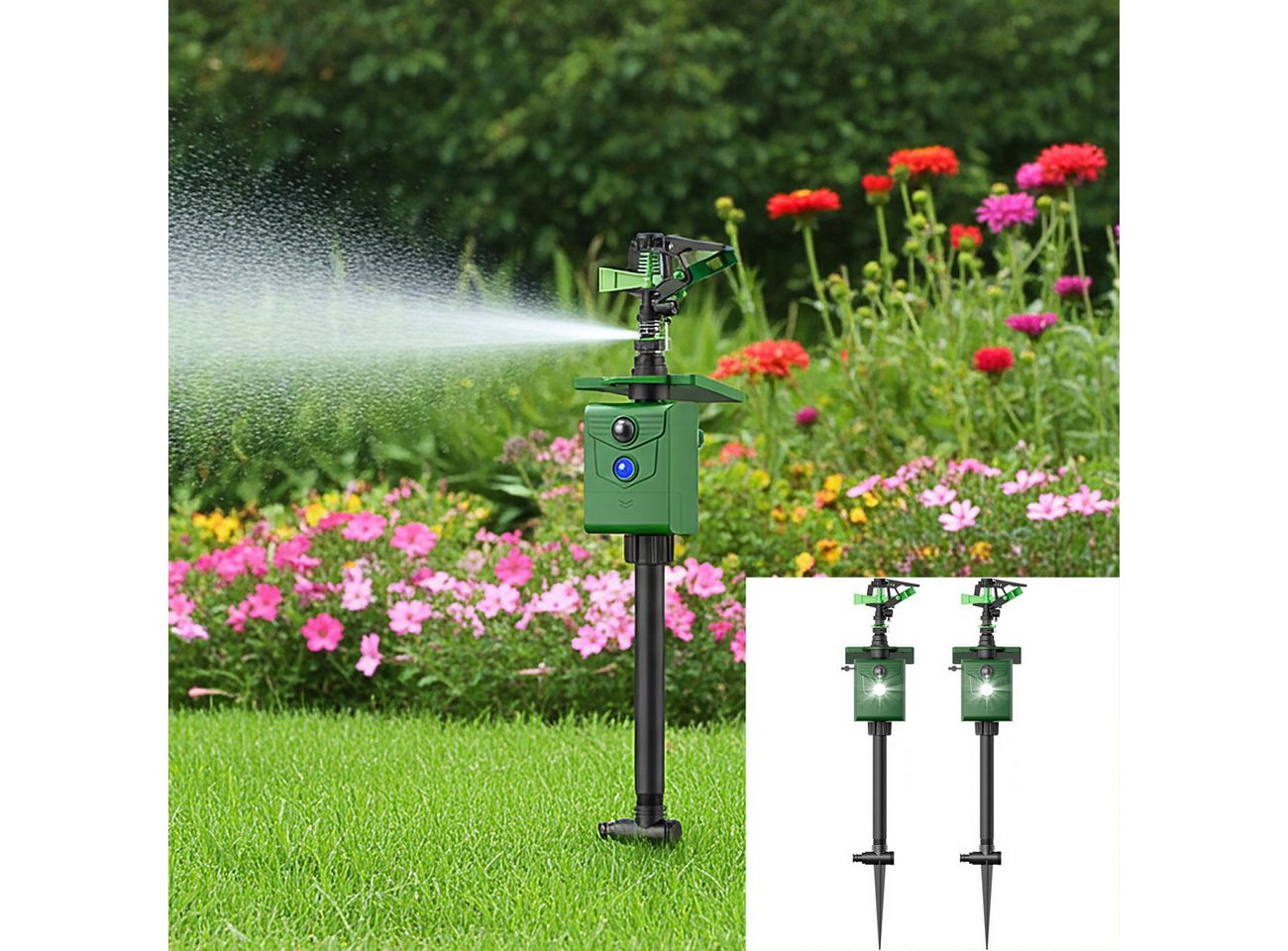 ISOTRONIC Wasserstrahl-Tiervertreiber solarbetrieb, Bewegungssensor: Vertreibt Wildtiere, 2-tlg., Reichweite Wasserstrahl bis zu 10 m Bild 2