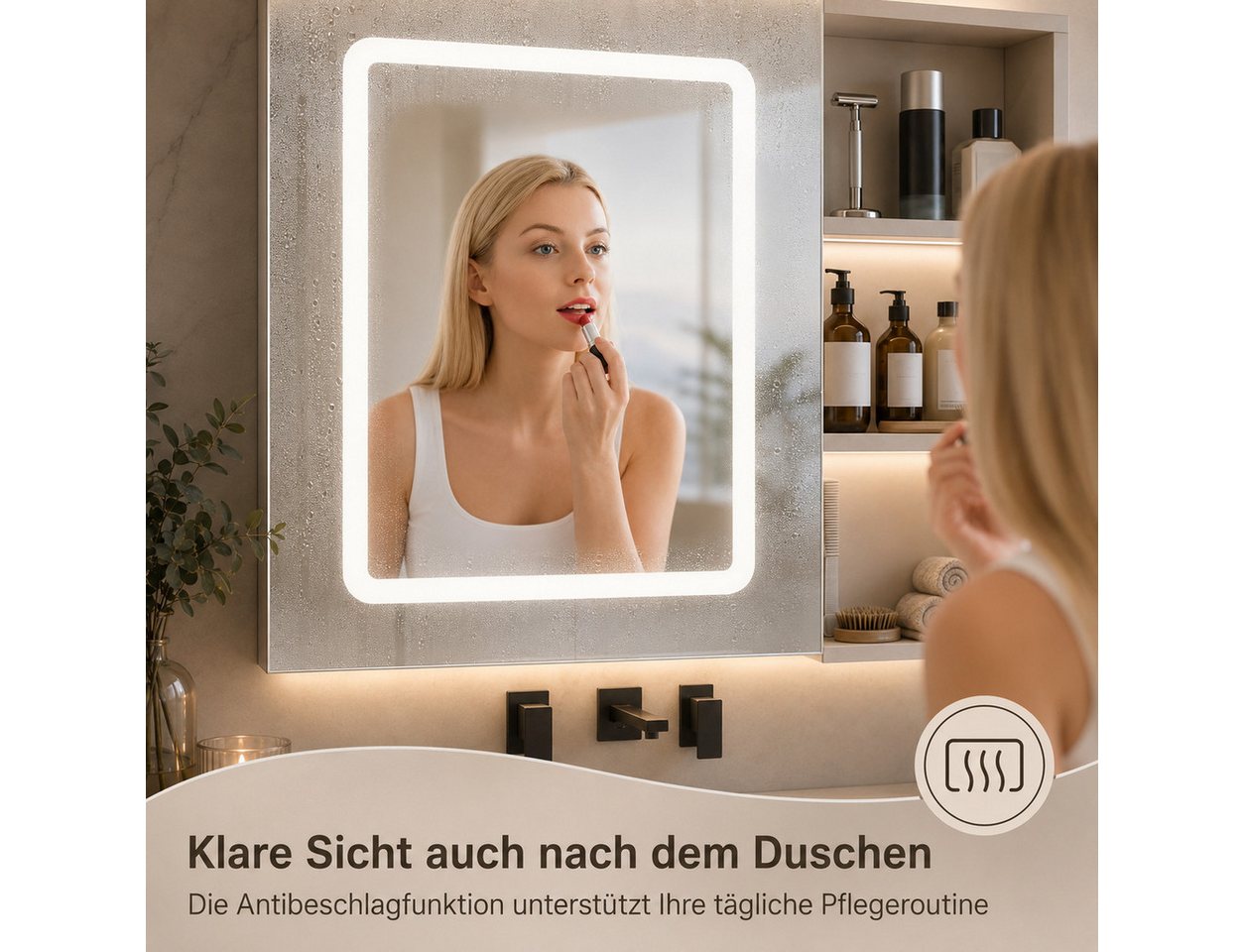 Simurq Badezimmerspiegelschrank Badspiegelschrank 60 cm, 3 Lichtfarben, Antibeschlag (Einzelartikel, 1-teilig) 3 Lichtfarben, Antibeschlag, offenes Regal Bild 5