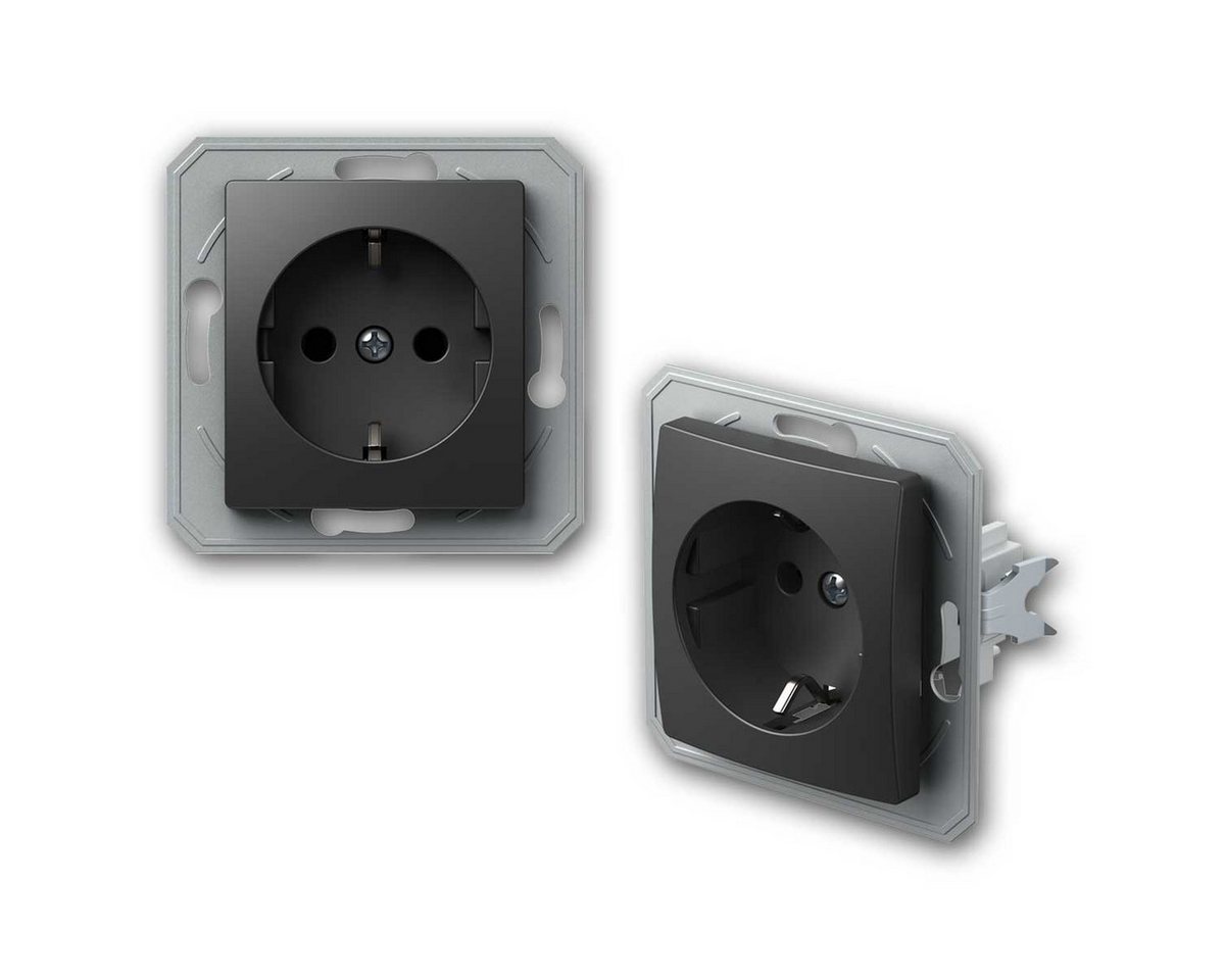 TEM Unterputz-Steckdose EKONOMIK Doppel-Steckdose anthrazit 250V~/16A