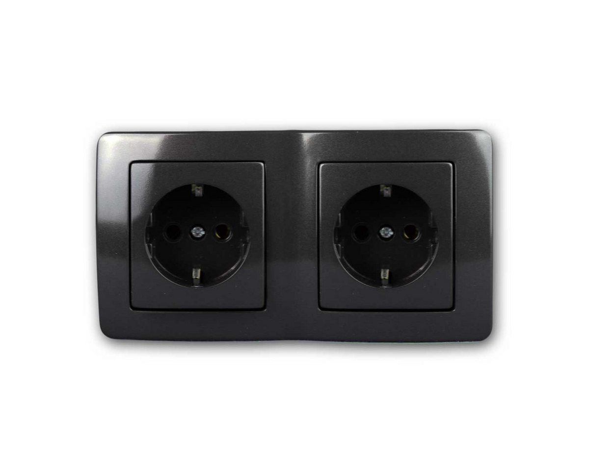 TEM Unterputz-Steckdose EKONOMIK Doppel-Steckdose anthrazit 250V~/16A Bild 3