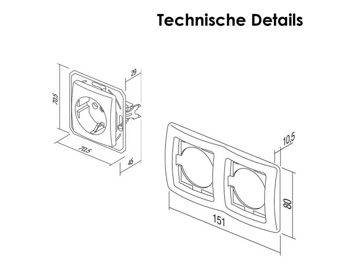 TEM Unterputz-Steckdose EKONOMIK Doppel-Steckdose anthrazit 250V~/16A Bild 4