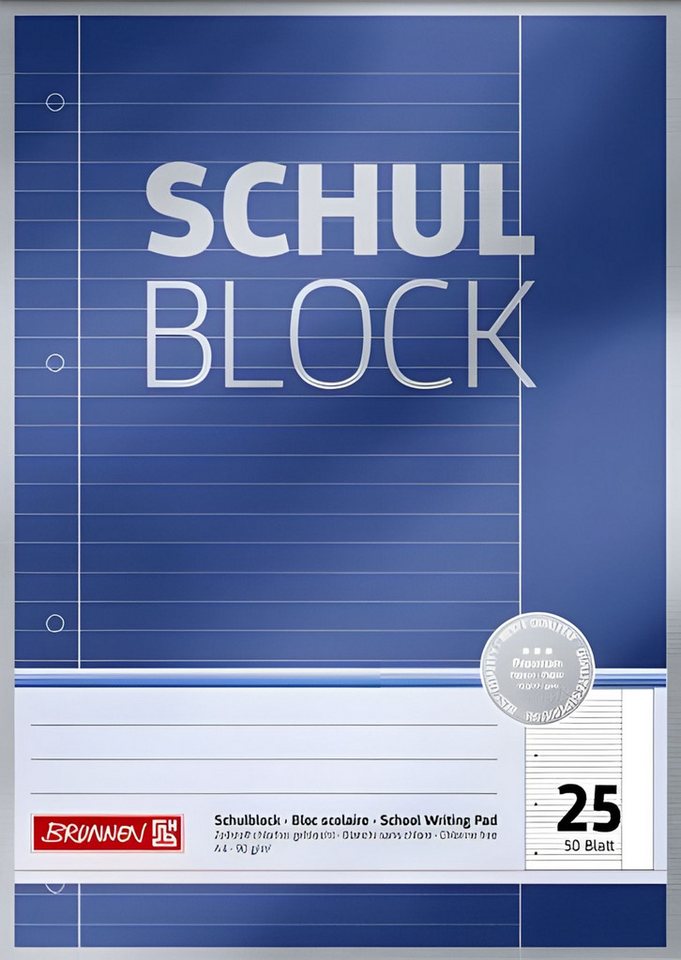 BRUNNEN Schulheft BRUNNEN Schulblock A4 Lineatur 25 50 Blatt Premium 1052625