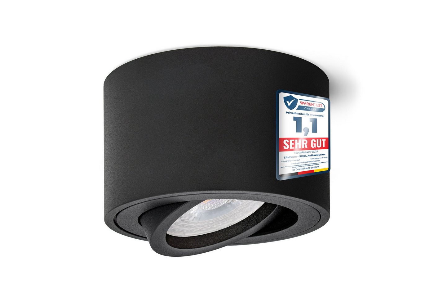 linovum LED Aufbaustrahler Deckenspot SMOL schwenkbar Schwarz mit LED 4W neutralweiß Aufbauspot, Neutralweiß Bild 4