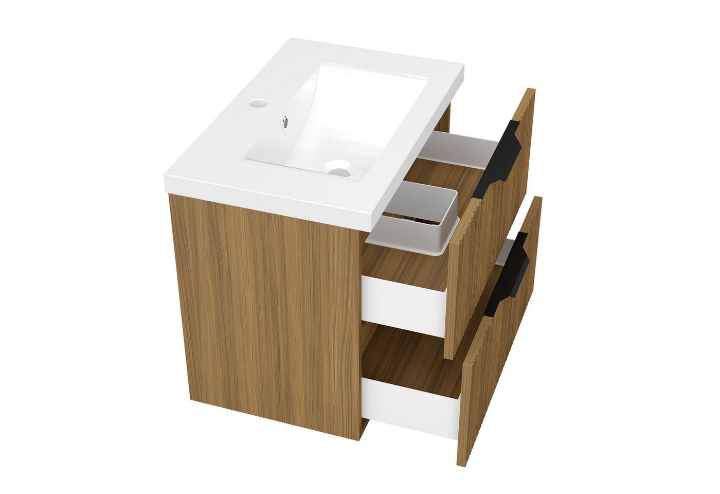 Aica Sanitär Waschtisch Walnuss Waschtisch mit Unterschrank mit Soft-Close Badmöbel Badschrank Bild 5
