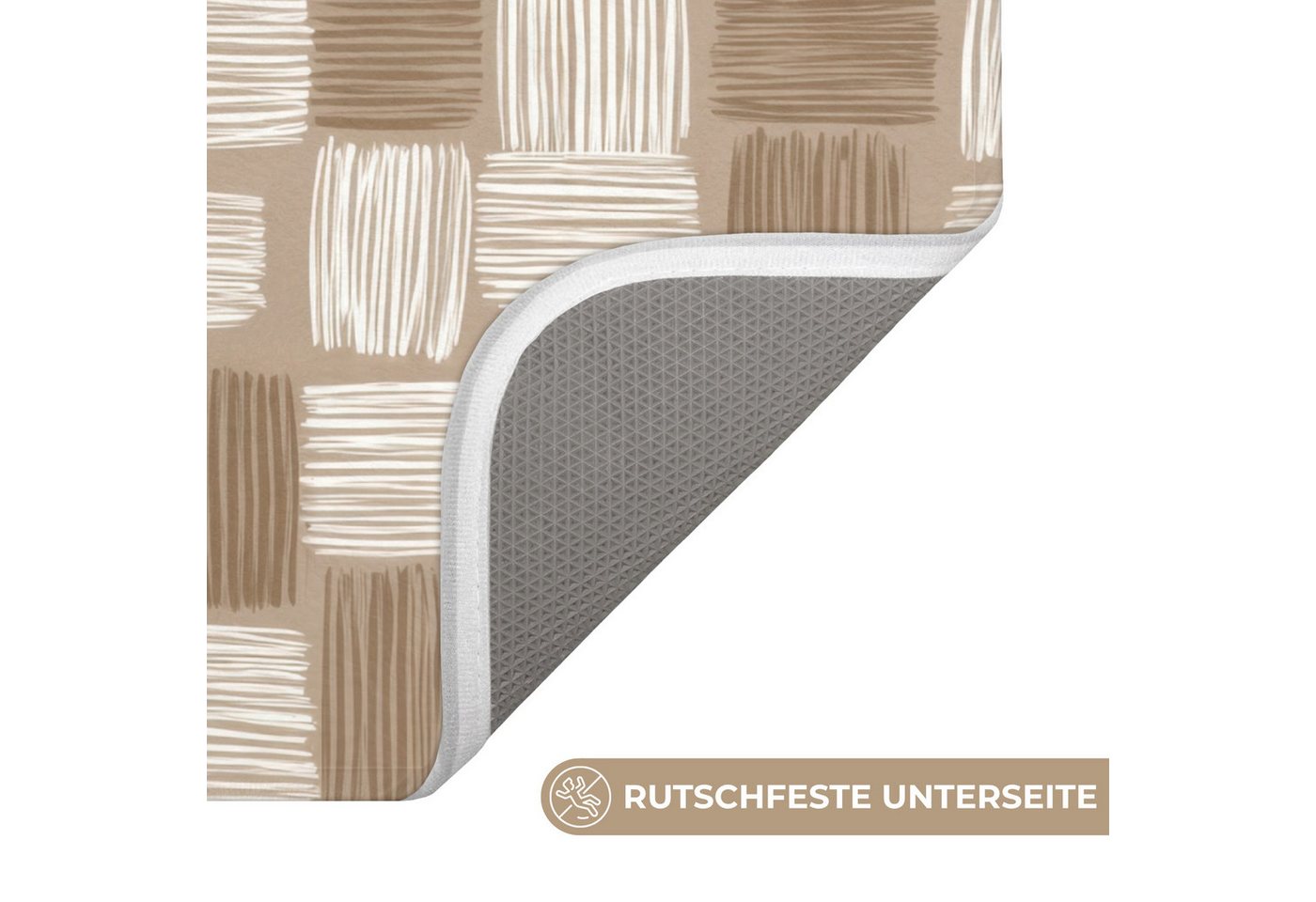 OnlyWow WC-Vorleger Block - Muster - Braun, Höhe 10 mm, Polyester, U-Form, Vorleger mit Ausschnitt, Toilettenvorleger, Toilettenteppich Bild 2