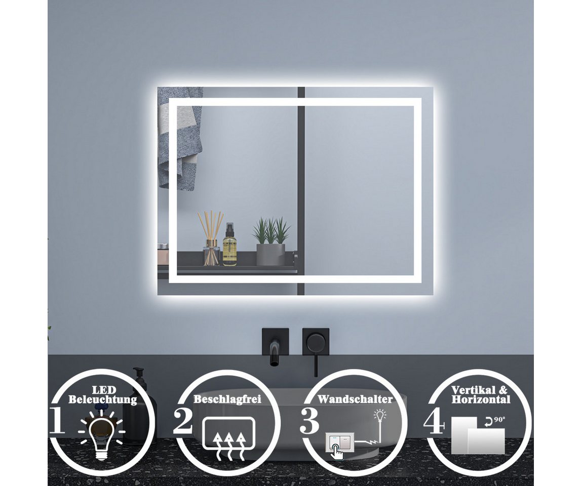 Aica Sanitär Badspiegel 50-160 cm Kaltweiß Beschlagfrei Bild 3