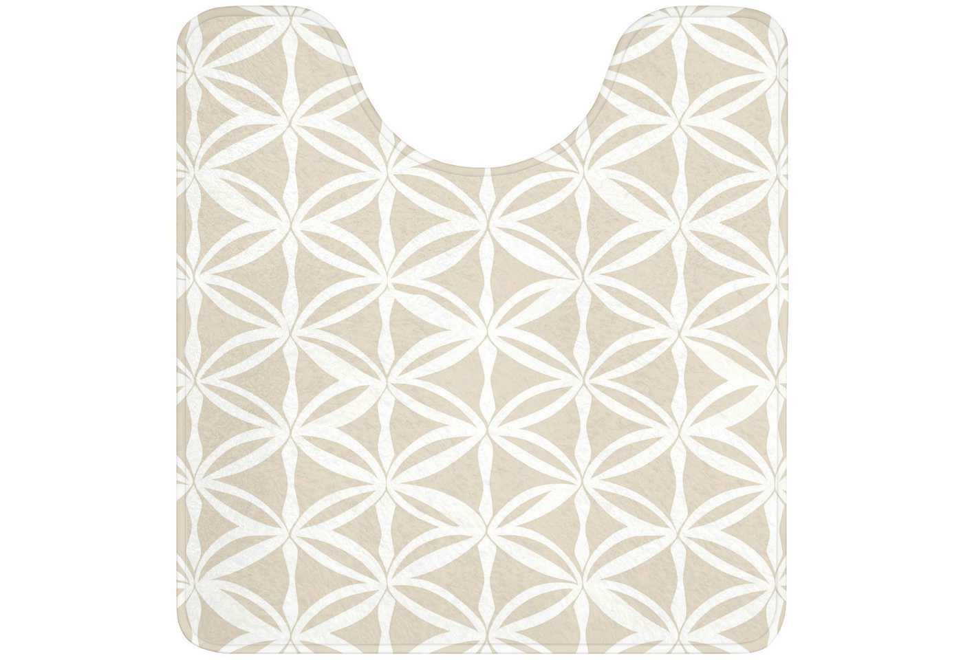 OnlyWow WC-Vorleger Motiv - Modern - Beige, Höhe 10 mm, Polyester, U-Form, Vorleger mit Ausschnitt, Toilettenvorleger, Toilettenteppich