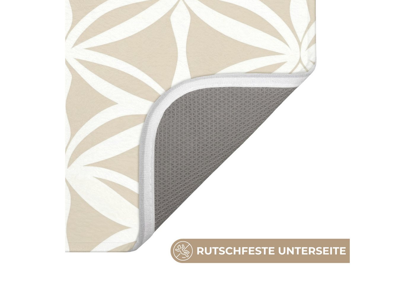 OnlyWow WC-Vorleger Motiv - Modern - Beige, Höhe 10 mm, Polyester, U-Form, Vorleger mit Ausschnitt, Toilettenvorleger, Toilettenteppich Bild 5