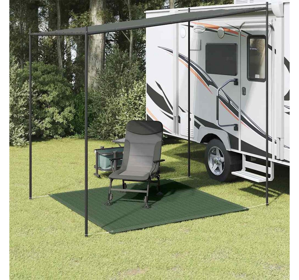 furnicato Outdoorteppich Zeltteppich 200 x 200 cm Dunkelgrün aus hochdichtem Polyethylen, Höhe: 1 mm, Wetterbeständige Bodenmatte mit Ösen und atmungsaktiver Oberfläche