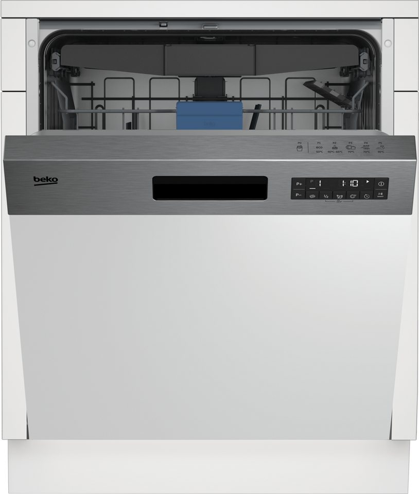 BEKO teilintegrierbarer Geschirrspüler BDSN25530X 7623991677, 15 Maßgedecke, Doppelt gut organisiert – inklusive Besteckschublade und Besteckkorb