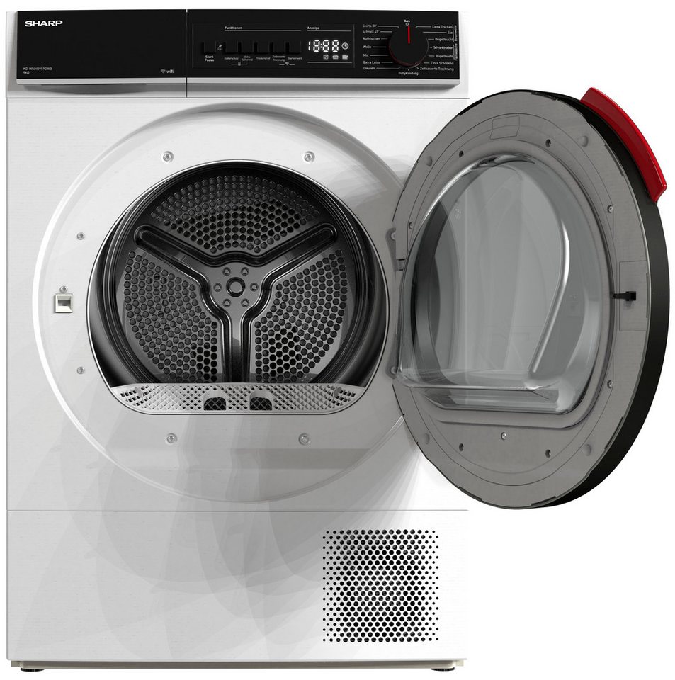 Sharp Wärmepumpentrockner KD-WNHB, wechselnde Trommelrotation, Sensortrocknung, 15 Programme KD-WNHB9S9GWB-DE, WiFi, VeeZy App-Steuerung, BubbleDrum, LED-Trommelbeleuchtung Bild 2