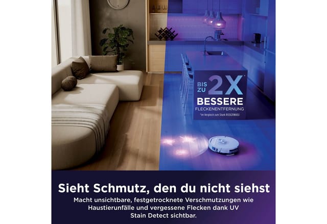 Shark Saugroboter Shark PowerDetect UV Reveal 2-in-1 Saug- und Wischroboter Schwarz, 650 W, beutellos, UV-Reveal-Technologie, 8 PowerDetect-Technologien