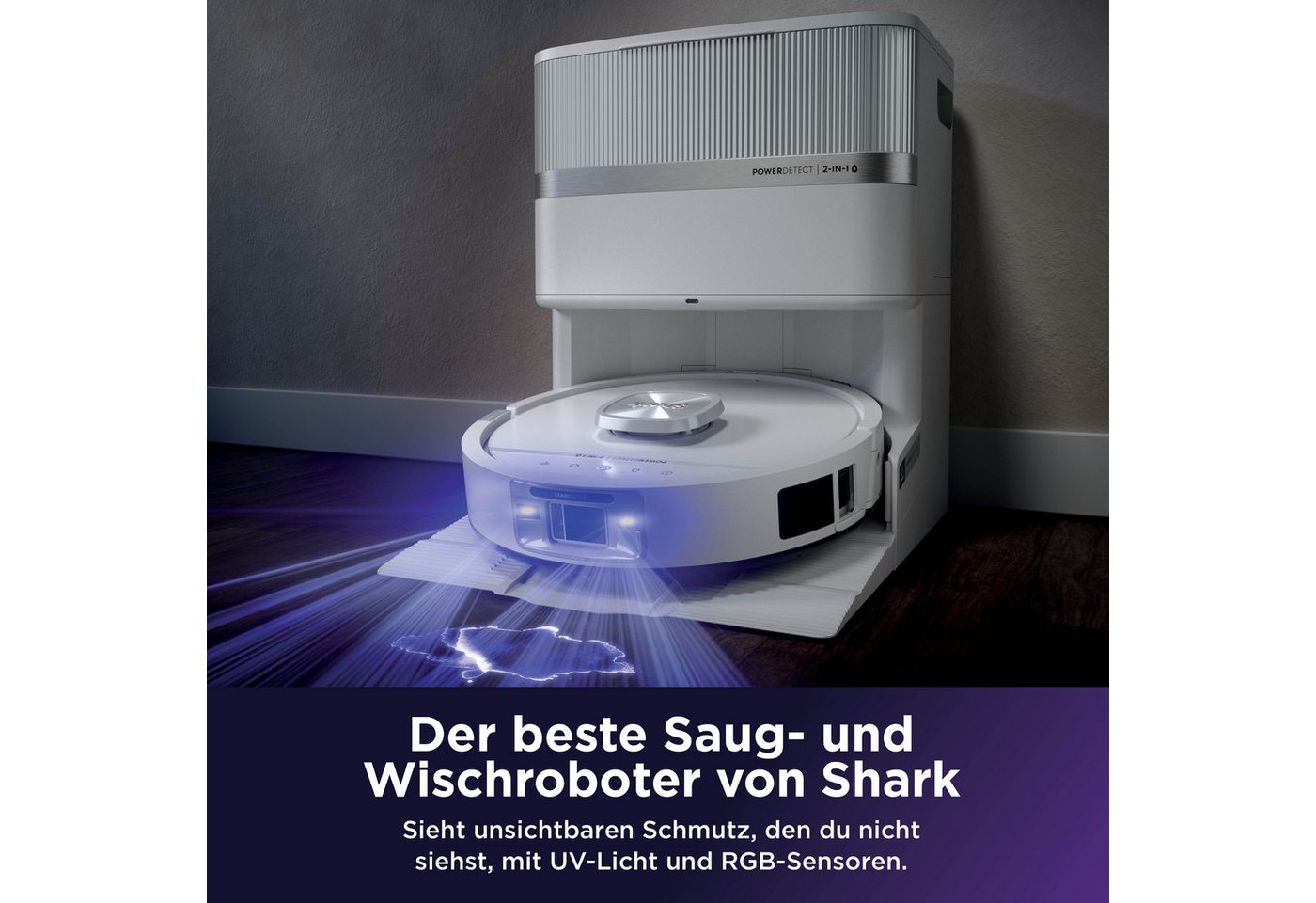 Shark Saugroboter Shark PowerDetect UV Reveal 2-in-1 Saug- und Wischroboter Schwarz, 650 W, beutellos, UV-Reveal-Technologie, 8 PowerDetect-Technologien Bild 5