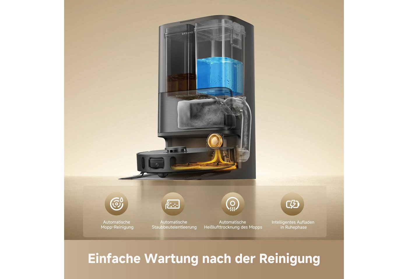 Dreame Saugroboter D30 Ultra Black, 700 W, mit Beutel, Absaugstation,Heißlufttrocknung, Kantenreinigung Bild 4