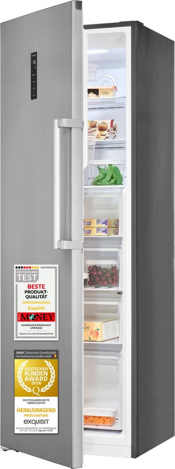 exquisit Gefrierschrank GS295-NF-H-040C inoxlook, 185 cm hoch, 60 cm breit, Viel Platz, starke Gefrierleistung & No Frost für eisfreies Gefrieren Bild 4