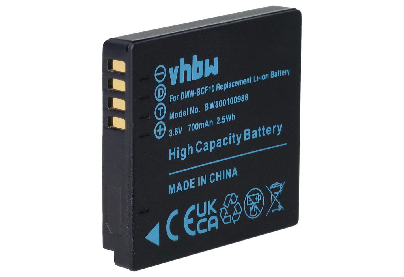 vhbw Akku Ersatz für Panasonic DMW-BCF10, DMW-BCF10E für Kamera / Foto / Kamera-Akku Akku Li-Ion 700 mAh (3,6 V, 1 St), Leistungsfähiger Austausch-Akku für Digitalkamera, Spiegelreflexkamera Bild 2