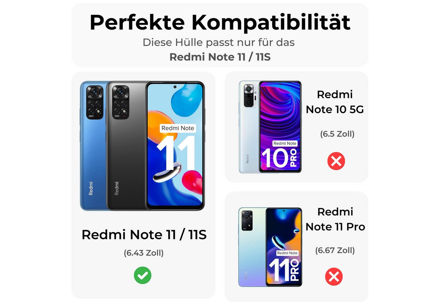 betterfon Handykette für Xiaomi Redmi Note 11 / 11S Hülle mit Band & Kordel Bumper Schwarz, Hände frei – mit Silikonhülle & Schnur für flexiblen Alltag Bild 2
