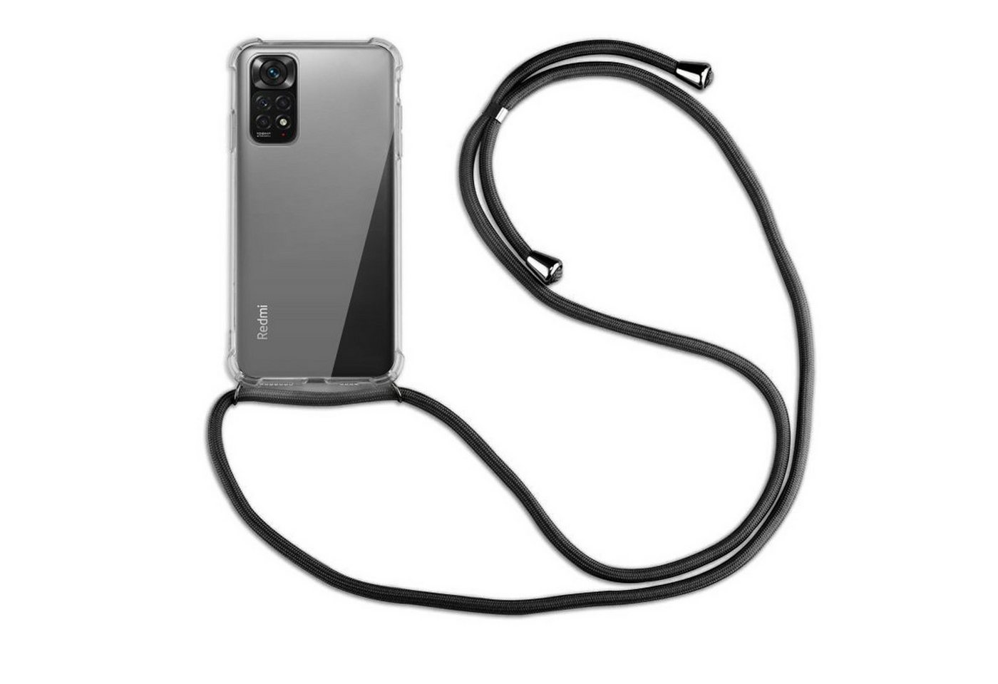 betterfon Handykette für Xiaomi Redmi Note 11 / 11S Hülle mit Band & Kordel Bumper Schwarz, Hände frei – mit Silikonhülle & Schnur für flexiblen Alltag Bild 4