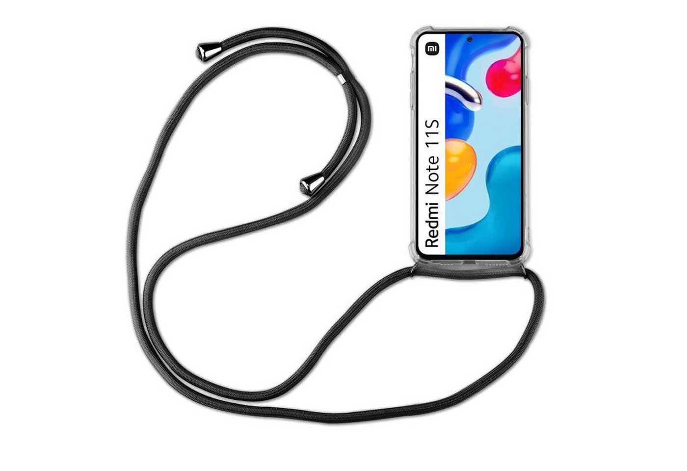 betterfon Handykette für Xiaomi Redmi Note 11 / 11S Hülle mit Band & Kordel Bumper Schwarz, Hände frei – mit Silikonhülle & Schnur für flexiblen Alltag Bild 5