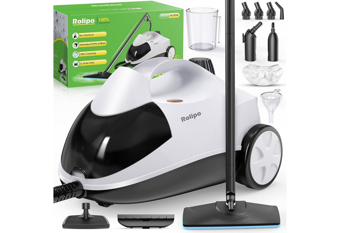 Rolipo Dampfreiniger Dampfdruck:4 Bar,Leistung:2000 W,Tank:Max 2 L,Nutzungsdauer:40 Minuten, 2000 W, Dampfdruck:4 Bar,Leistung:2000W,Tank:Max 2L,Nutzungsdauer:40 Minuten Bild 3