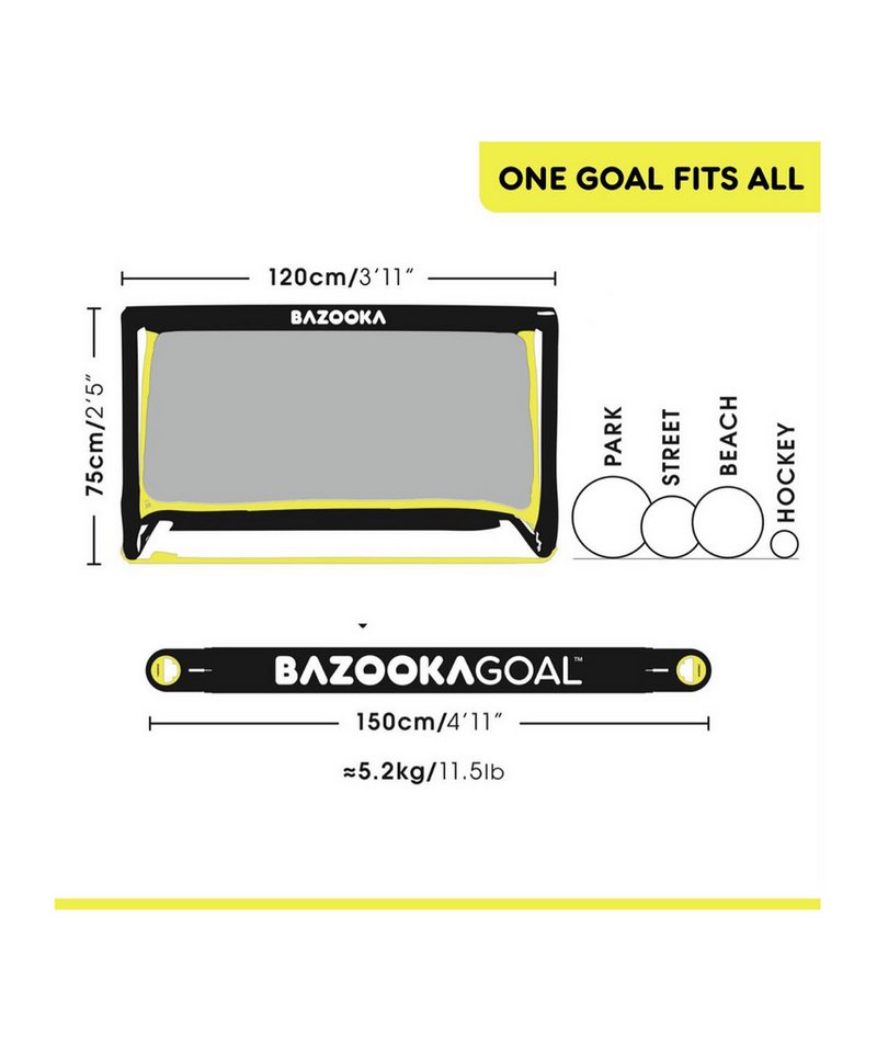 BAZOOKAGOAL™ Trainingshilfe BAZOOKA Teleskoptor, 120x75 cm Bild 2