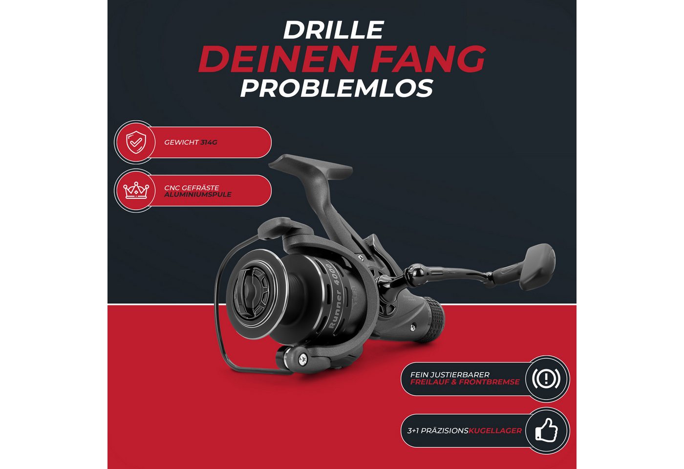 Paradox Fishing Freilaufrolle Runner 3000, 4000, 3000, 4000)