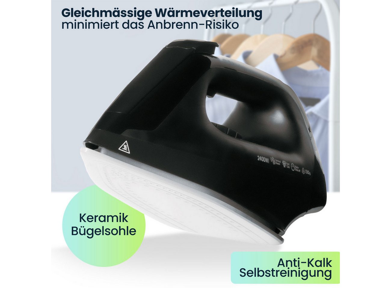BerlingerHaus Dampfbügelstation (5 Bar, 2200W, Keramik)- Anti-Kalk & schnelles Bügeln, Abschaltautomatik