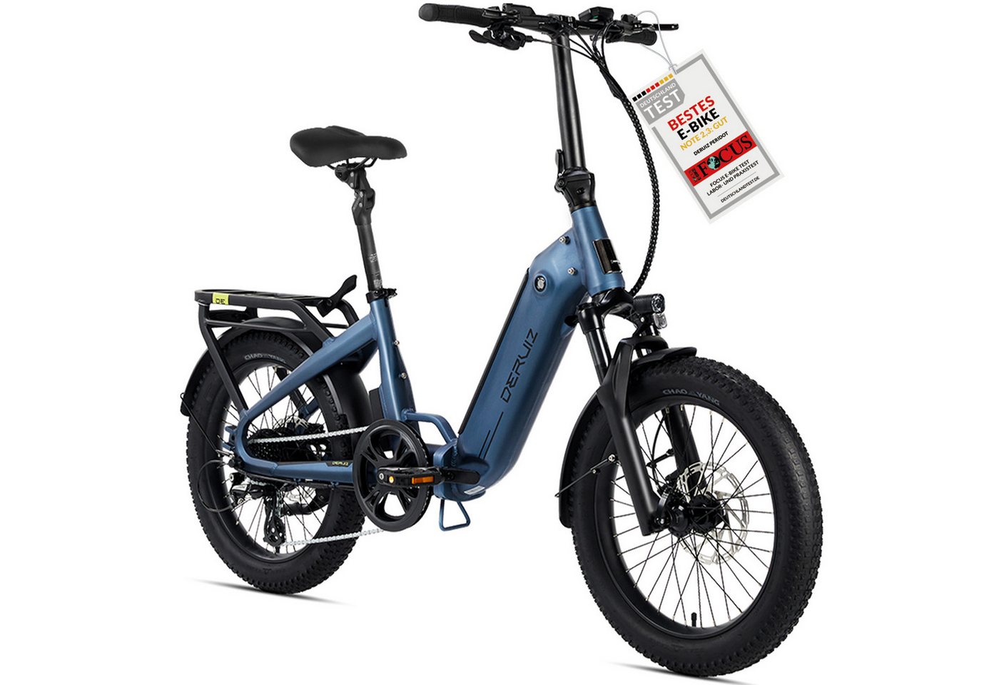 DERUIZ E-Bike Klapprad Peridot 20 × 3 Zoll, bis 143 km, Bluetooth und App, 8 Gang SHIMANO SHIMANO ALTUS 11-32T Schaltwerk, Kettenschaltung, Heckmotor, 500 Wh, (mit Akku-Ladegerät mit Werkzeug), Federsattelstütze Bild 2