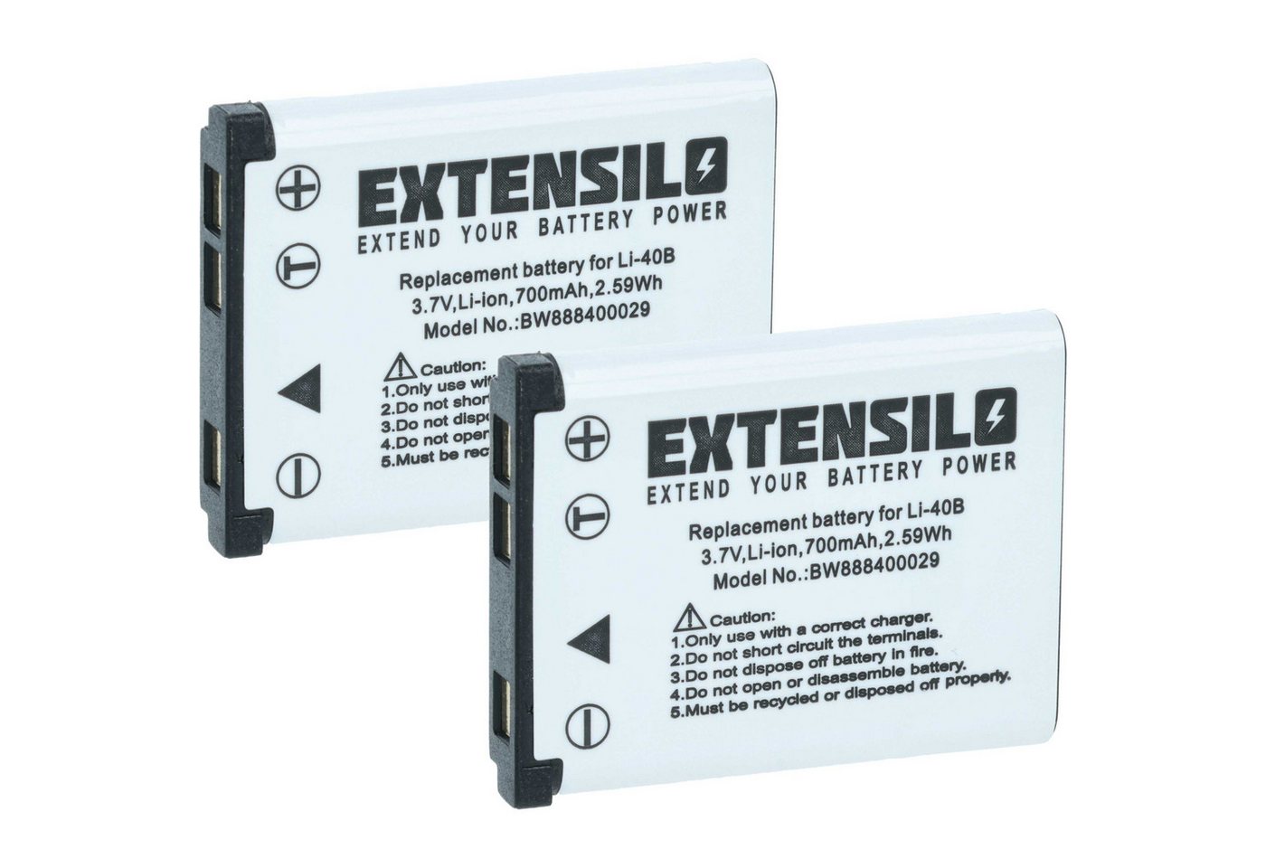 Extensilo Akku Ersatz für Fujifilm NP-45A, NP-45, NP-45B, NP-45S für Kamera / Kamera-Akku Akku Li-Ion 700 mAh (3,7 V, 2 St), Leistungsfähige Austausch-Akkus für Digitalkamera, Spiegelreflexkamera