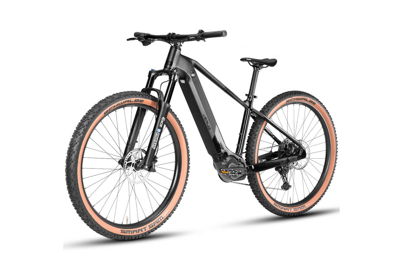 DERUIZ E-Bike Mountainbike 29 Zoll, 110Nm Mittelmotor, 48V 720 Wh, 180km, Bluetooth + APP, 11 Gang SHIMANO CUES ASLU6000T1R Schaltwerk, Kettenschaltung, Mittelmotor, 720 Wh, (Trittfrequenz- und Drehmomentsensor, Für Damen und Herren), Aluminiumrahmen, Lockout-Federgabel mit 120mm Federweg, Elektrofahrrad