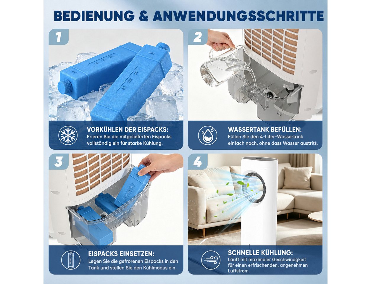 LOINTAIN Turmventilator 4-in-1 Turmkühlventilator ohne Flügel,Standventilator Bild 2