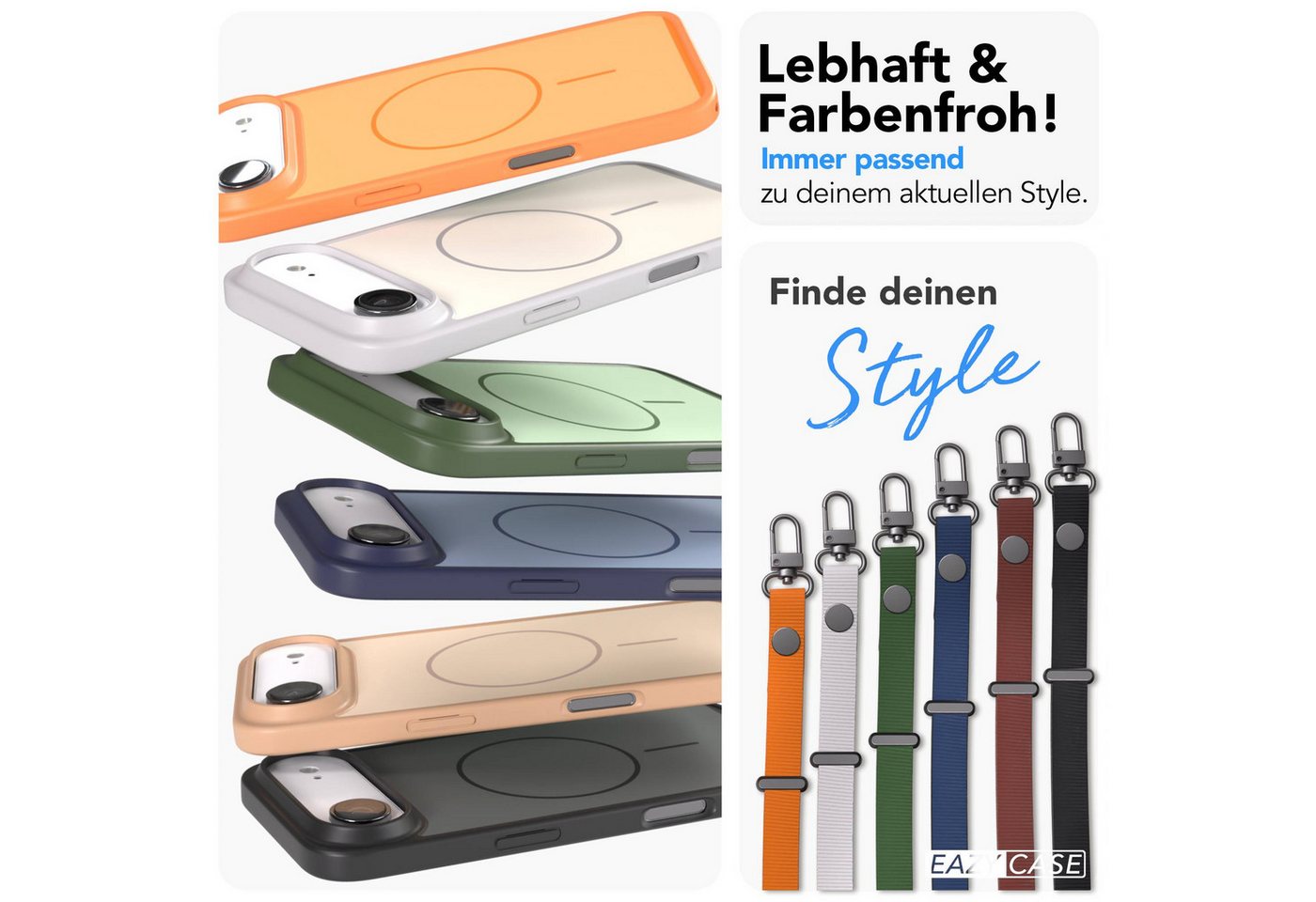 EAZY CASE Handykette Outdoor Case Thin MagSafe mit Band für Apple iPhone Air 6,5 Zoll, Outdoor Case mit Slim MagSafe Ring und Handykette in Schwarz