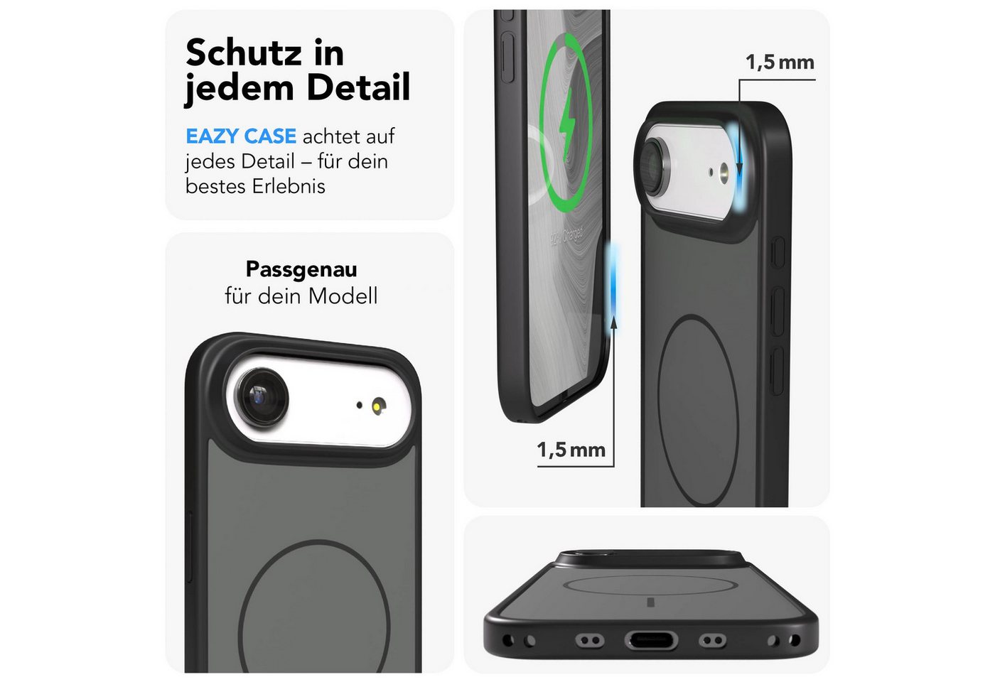 EAZY CASE Handykette Outdoor Case Thin MagSafe mit Band für Apple iPhone Air 6,5 Zoll, Outdoor Case mit Slim MagSafe Ring und Handykette in Schwarz Bild 2